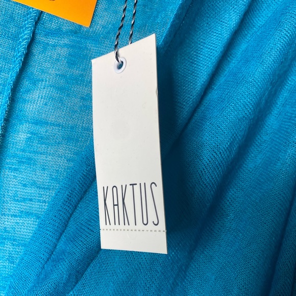 Turquoise & White Knit Sleeveless Vest / Cardigan Women’s Large by Kaktus - Picture 2 of 13